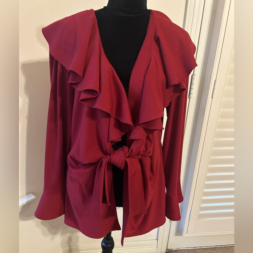 NWT - Elegant Red Ruffled Jacket